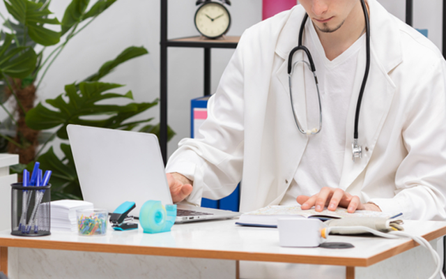 Doctor Entering Clinical EDC Data