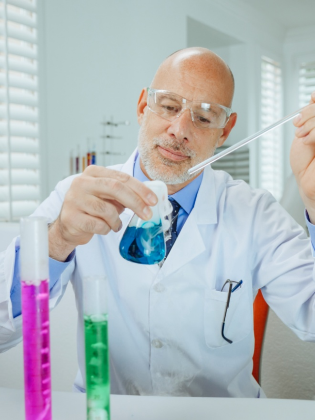 an-experiment-lab A clinical researcher experimenting in a lab