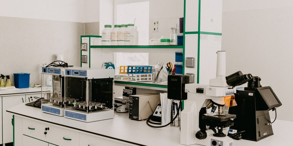 a clinical lab with modern equipment.